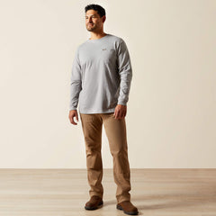 Ariat Men's Heather Grey Rebar Cotton Strong Standard Pocket Long Sleeve Tee