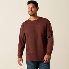 Ariat Men's Rebar Cotton Strong Standard Pocket Bitter Chocolate Long Sleeve Tee