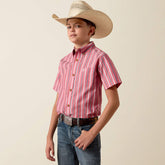Ariat Boy's Hibiscus Red Stripe Pro Series Bobby Shirt