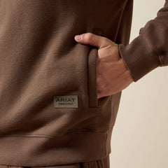 Ariat Men's ToughStock Washed Heavyweight Fleece 1/4 Zip Pullover | Coffee
