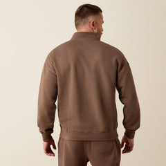 Ariat Men's ToughStock Washed Heavyweight Fleece 1/4 Zip Pullover | Coffee