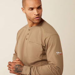 Ariat Men's FR Air Henley Shirt | Field Khaki