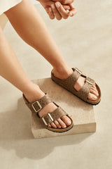 Arizona Synthetic Leopard Khaki Birkenstock Sandal