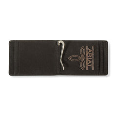 Ariat Men's Leather Embossed Bifold Money Clip Wallet