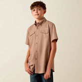 Ariat Boy's Khaki Printed VentTEK Outbound Classic Fit Shirt