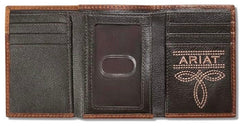 Ariat Men's Crazy Horse Boot Stitch Trifold Wallet