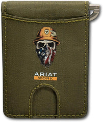 Ariat Men's Dark Green Bifold Money Clip Workman Wallet