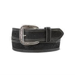 Ariat Mens 1 1/2 Tooled Double Stitch Black Belt