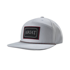 Ariat Men's Snap Back 7 Panel Patch Brim Rope Grey Hat