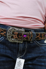 Angel Ranch Girls 1 1/4'' Lightning bolt Leopard Belt