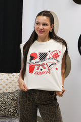 Arkansas First Down Cream Graphic Tee
