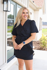 Ask Me Out Black Wrap Dress