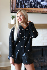At A Glance Black Polka Dot Sweater