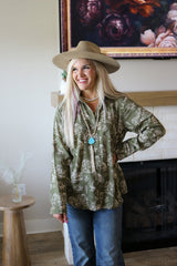 Ariat Women's Homestyle Western Moss Green Blouse