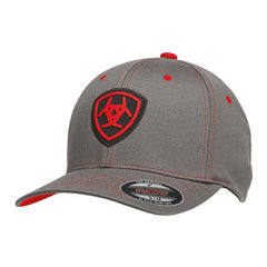 Ariat Shield Logo Patch Grey & Red Hat