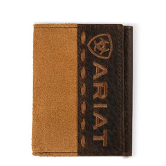 Ariat Men's Trifold Roughout Tan Wallet