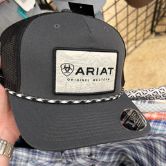 Ariat Men's Flexfit 110 Patch Rope Black Hats