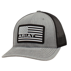 Ariat Men's Grey USA Flag Patch Snapback Hat
