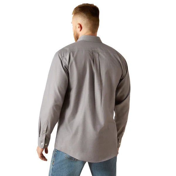 Ariat Men's Wrinkle Free Solid Grey Long Sleeve Button Down Shirt