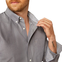 Ariat Men's Wrinkle Free Solid Grey Long Sleeve Button Down Shirt