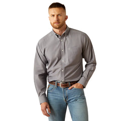Ariat Men's Wrinkle Free Solid Grey Long Sleeve Button Down Shirt
