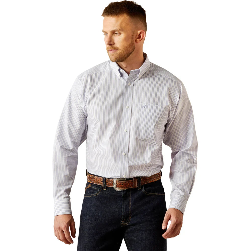 Ariat Men's Wrinkle Free Don Classic Fit Blue Button Down Shirt
