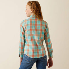 Ariat Girl's Edan Blue Plaid Long Sleeve Snap Shirt