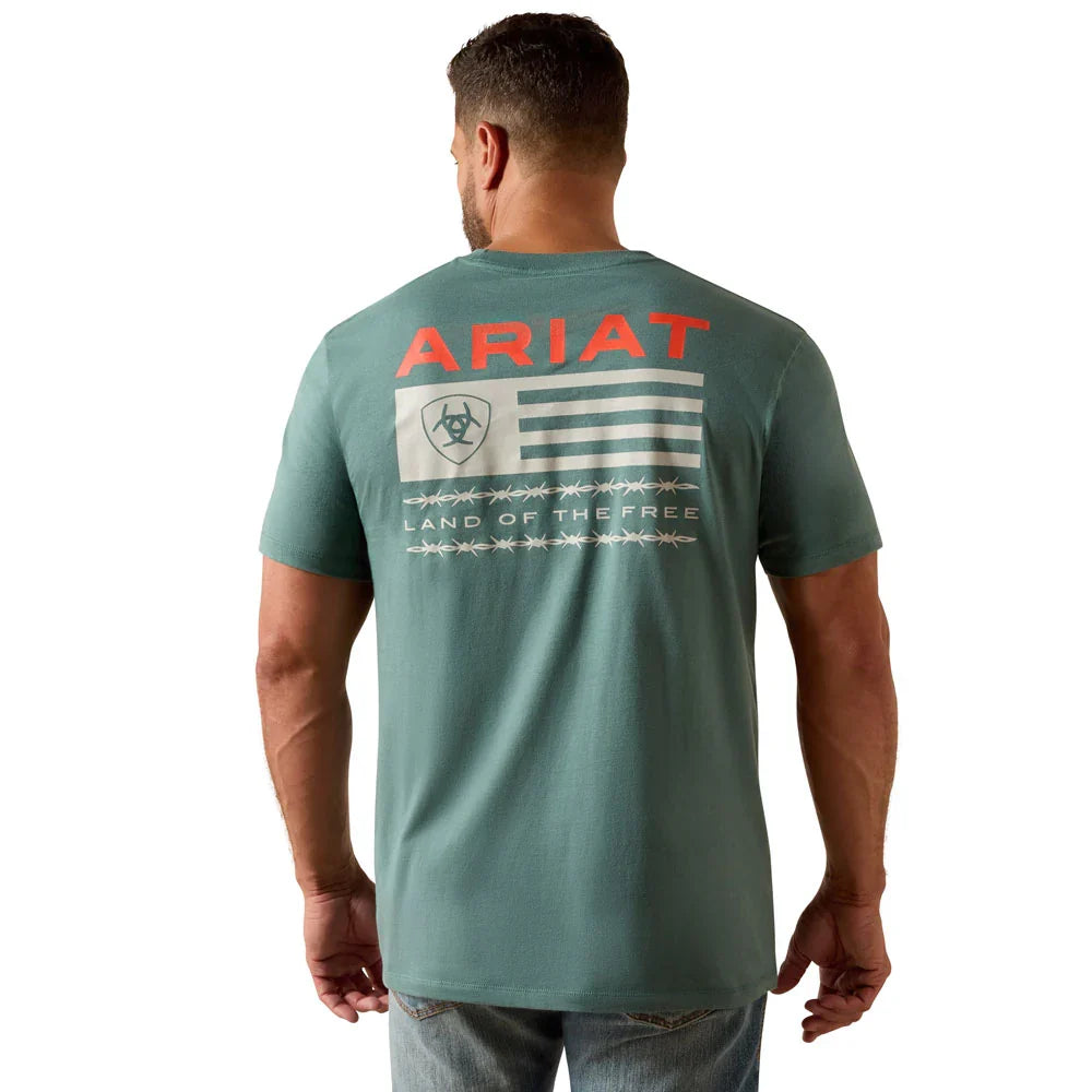 Ariat Men's Silver Pine Hidden Valley Flag Classic Fit Tee