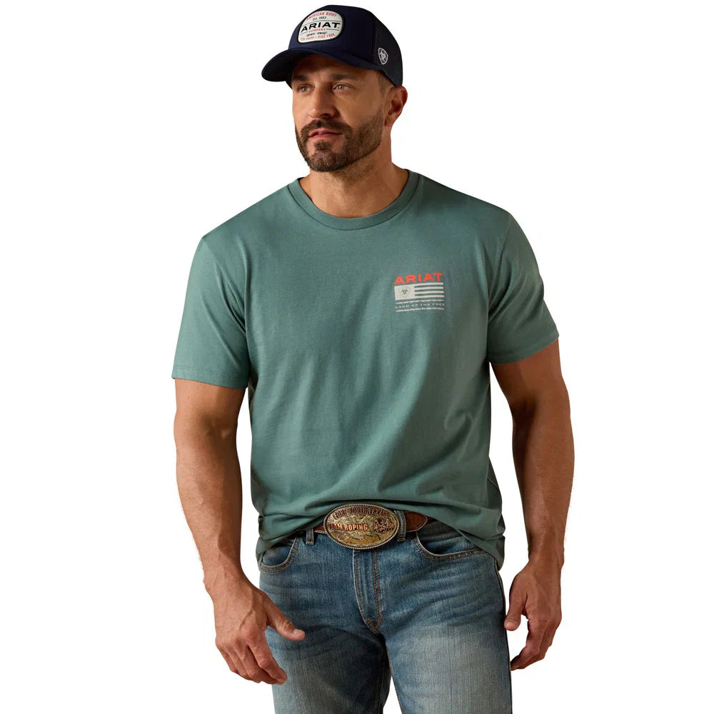 Ariat Men's Silver Pine Hidden Valley Flag Classic Fit Tee
