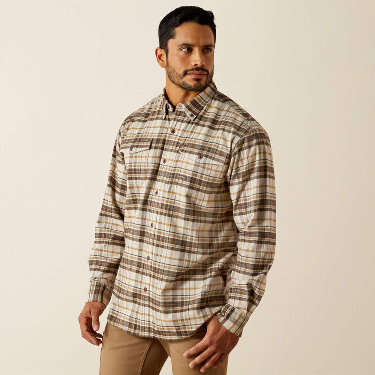 Ariat Men's Rebar Silver Lining DuraStretch Flannel Work Shirt