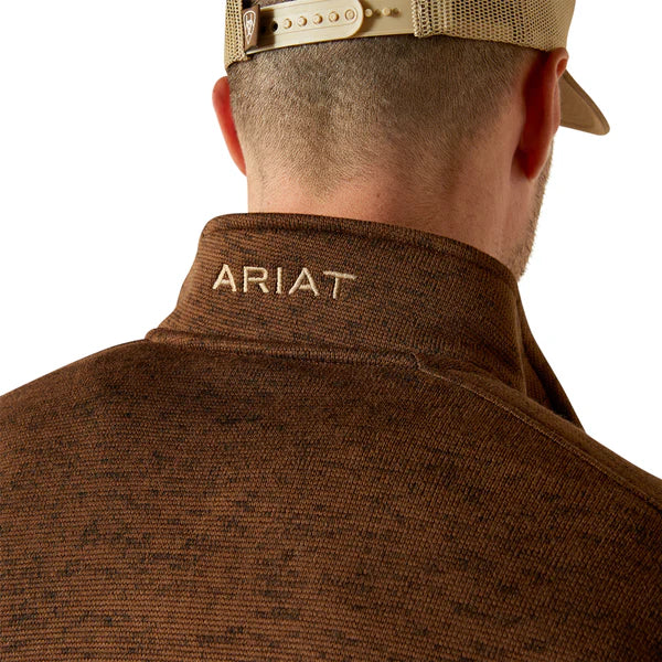 Ariat Men's Caldwell Logo Carafe Brown 1/4 Zip Sweater