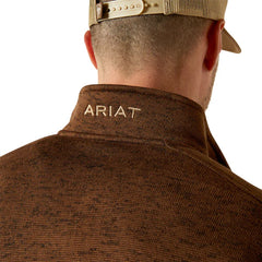 Ariat Men's Caldwell Logo Carafe Brown 1/4 Zip Sweater