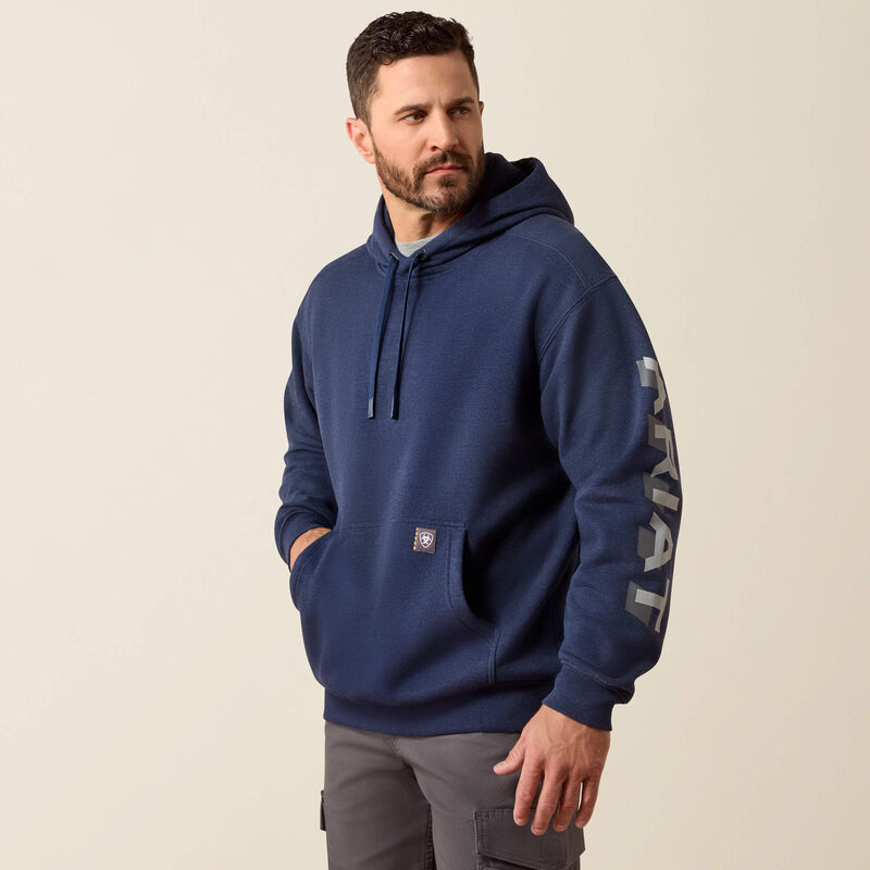 Ariat Men's Rebar Lightweight Logo Hoodie | Navy Heather