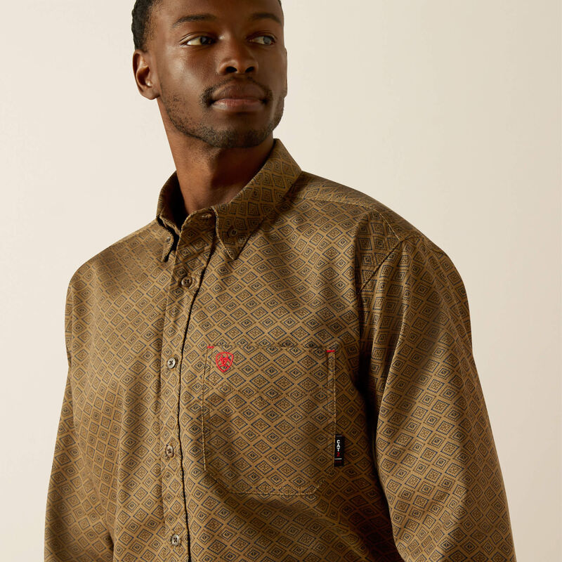 Ariat Men's Rebar Khaki FR Deniro Work Shirt