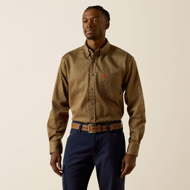 Ariat Men's Rebar Khaki FR Deniro Work Shirt