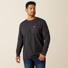 Ariat Men's Charcoal Rebar Cotton Strong Standard Pocket Long Sleeve Tee