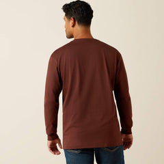 Ariat Men's Rebar Cotton Strong Standard Pocket Bitter Chocolate Long Sleeve Tee