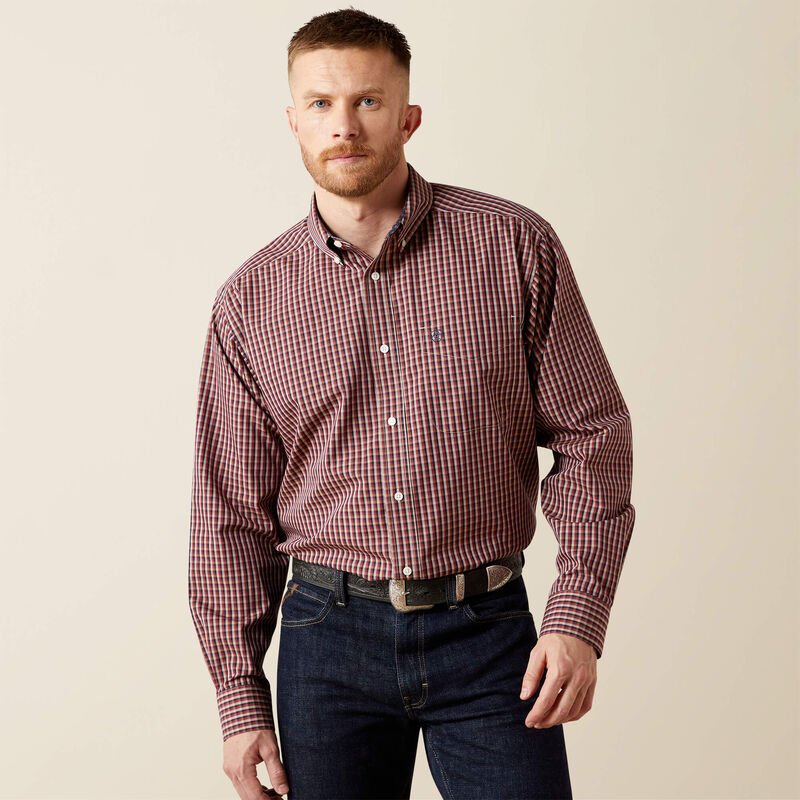Ariat Men's Red Wrinkle Free Benson Classic Fit Shirt