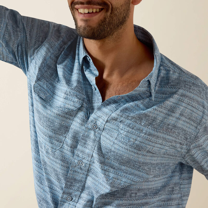 Ariat Men's Bliss Blue Printed VentTEK Outbound Classic Fit Shirt