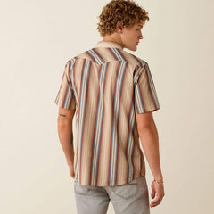 Ariat Men's Copper Brown Stripe Retro Haver Fitted Snap Shirt
