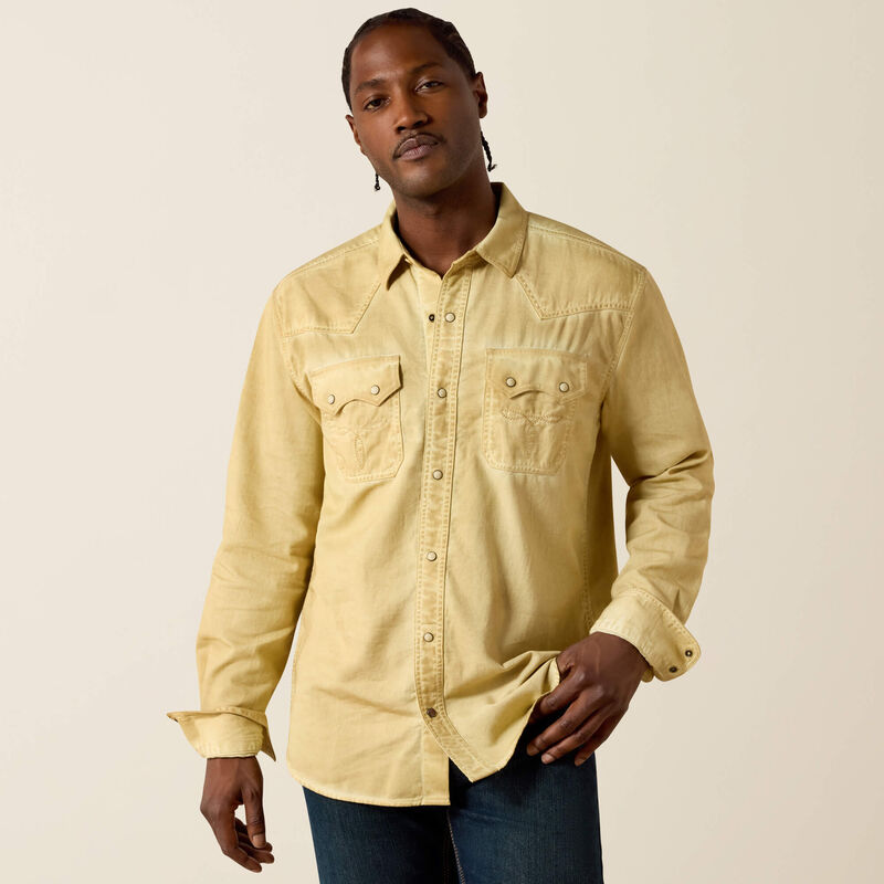 Ariat Men's Retro Hartigan Fitted Snap Off White Shirt