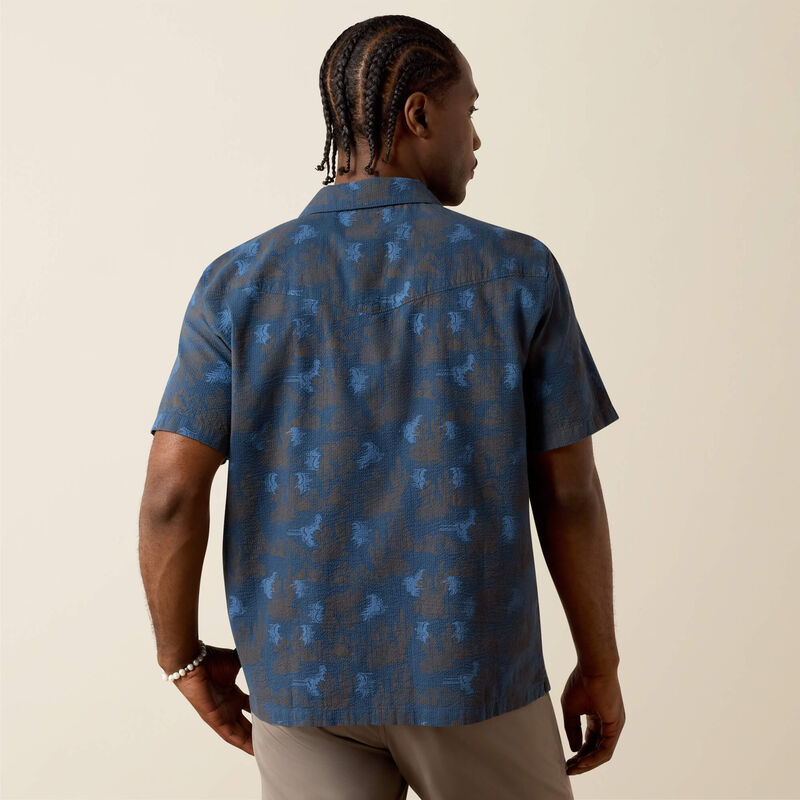Ariat Men's Dark Denim Retro Camp Short Sleeve Shirt