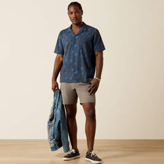 Ariat Men's Dark Denim Retro Camp Short Sleeve Shirt