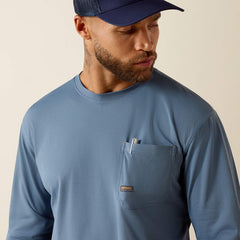 Ariat Men's Baleen Blue Rebar Heat Fighter Staple Long Sleeve Tee