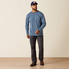 Ariat Men's Baleen Blue Rebar Heat Fighter Staple Long Sleeve Tee