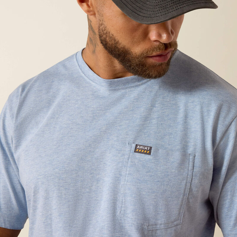 Ariat Rebar Cotton String Rain Heather Standard Pocket Tee