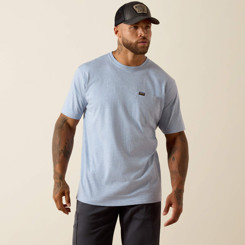 Ariat Rebar Cotton String Rain Heather Standard Pocket Tee