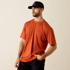 Ariat Men's Rebar Heat Fighter Textured Burnt Brick Logo Tee