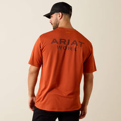Ariat Men's Rebar Heat Fighter Textured Burnt Brick Logo Tee