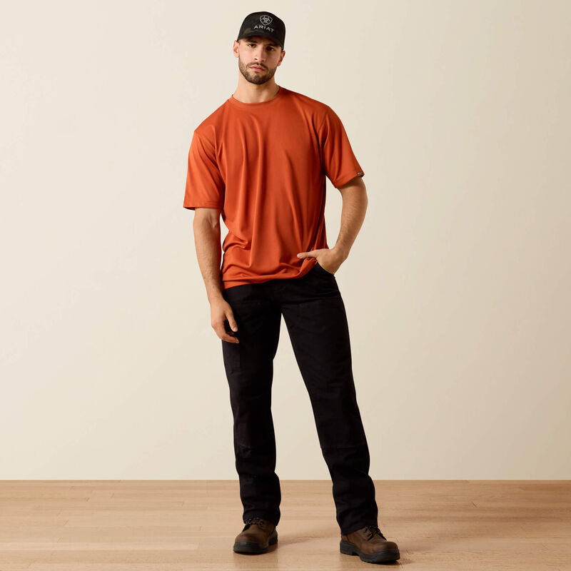 Ariat Men's Rebar Heat Fighter Textured Burnt Brick Logo Tee